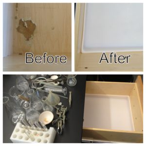 Labware can now be stored without causing further damage to the drawer.  
